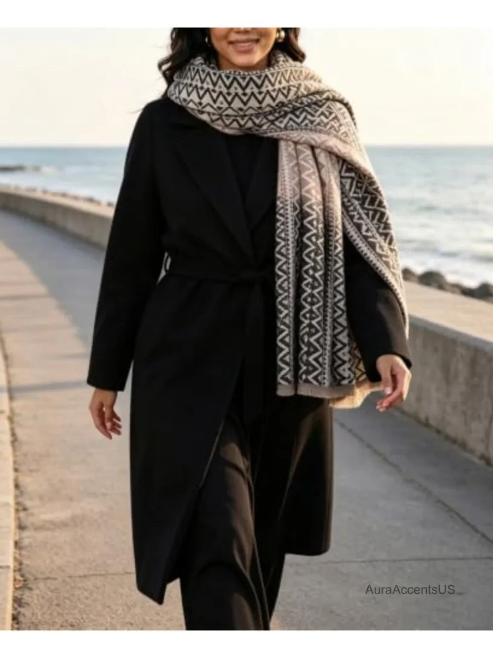 FairyCity Women's Soft Shawl Wrap Winter Blanket Long Scarf Geometric Pattern